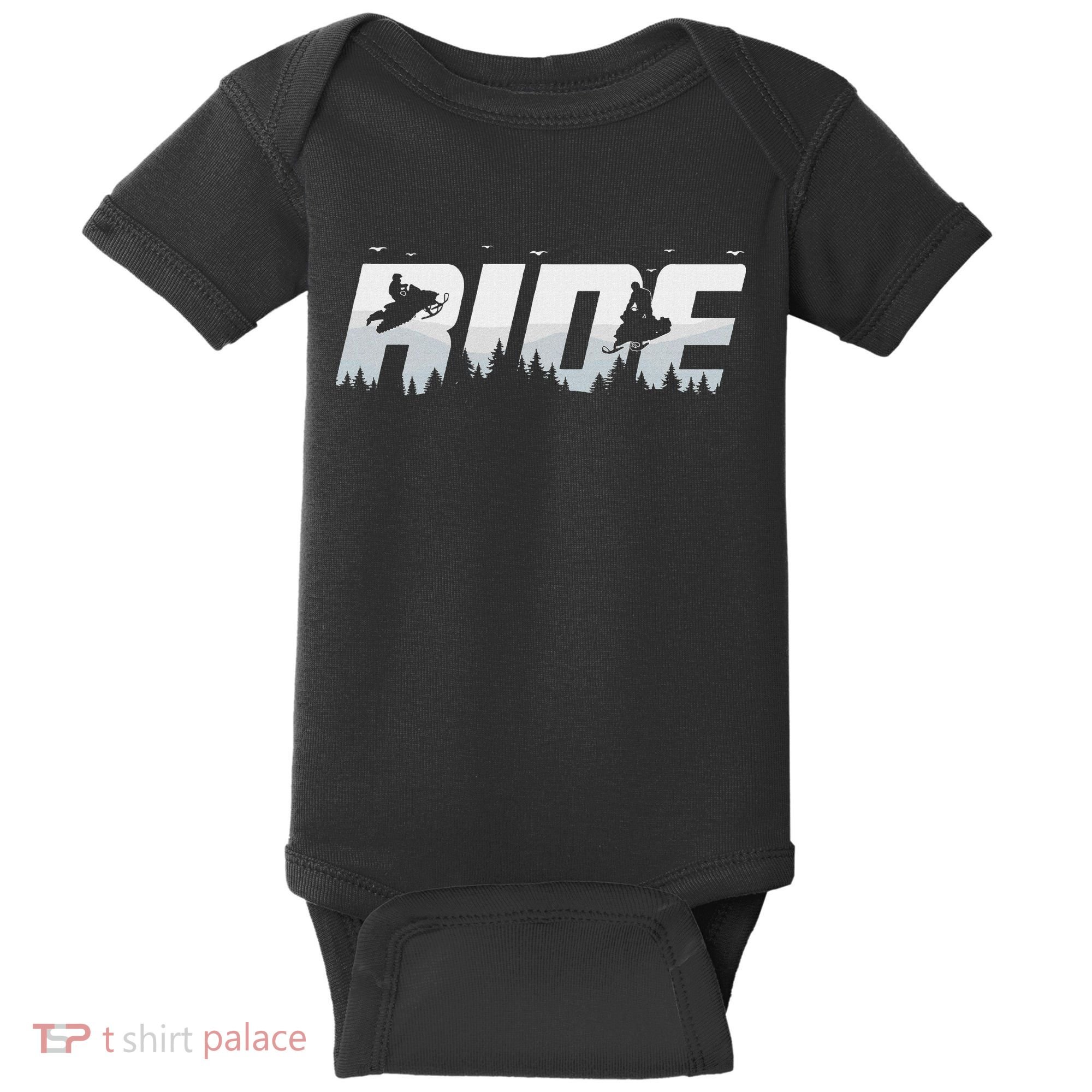 Snowmobile Ride Motor Sled Racing Winter Mountain Sports Fan Baby Bodysuit