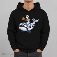 Skeleton Riding Mummy Orca Halloween Candy Whale Gift Hoodie thumb 0