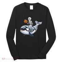 Skeleton Riding Mummy Orca Halloween Candy Whale Gift Long Sleeve Shirt thumb 0