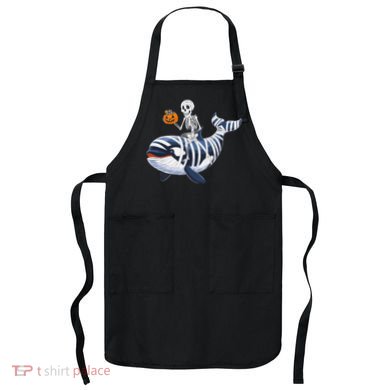 Skeleton Riding Mummy Orca Halloween Candy Whale Gift Apron