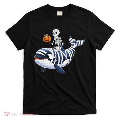 Skeleton Riding Mummy Orca Halloween Candy Whale Gift T-Shirt