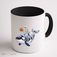 Skeleton Riding Mummy Orca Halloween Candy Whale Gift Coffee Mug thumb 1