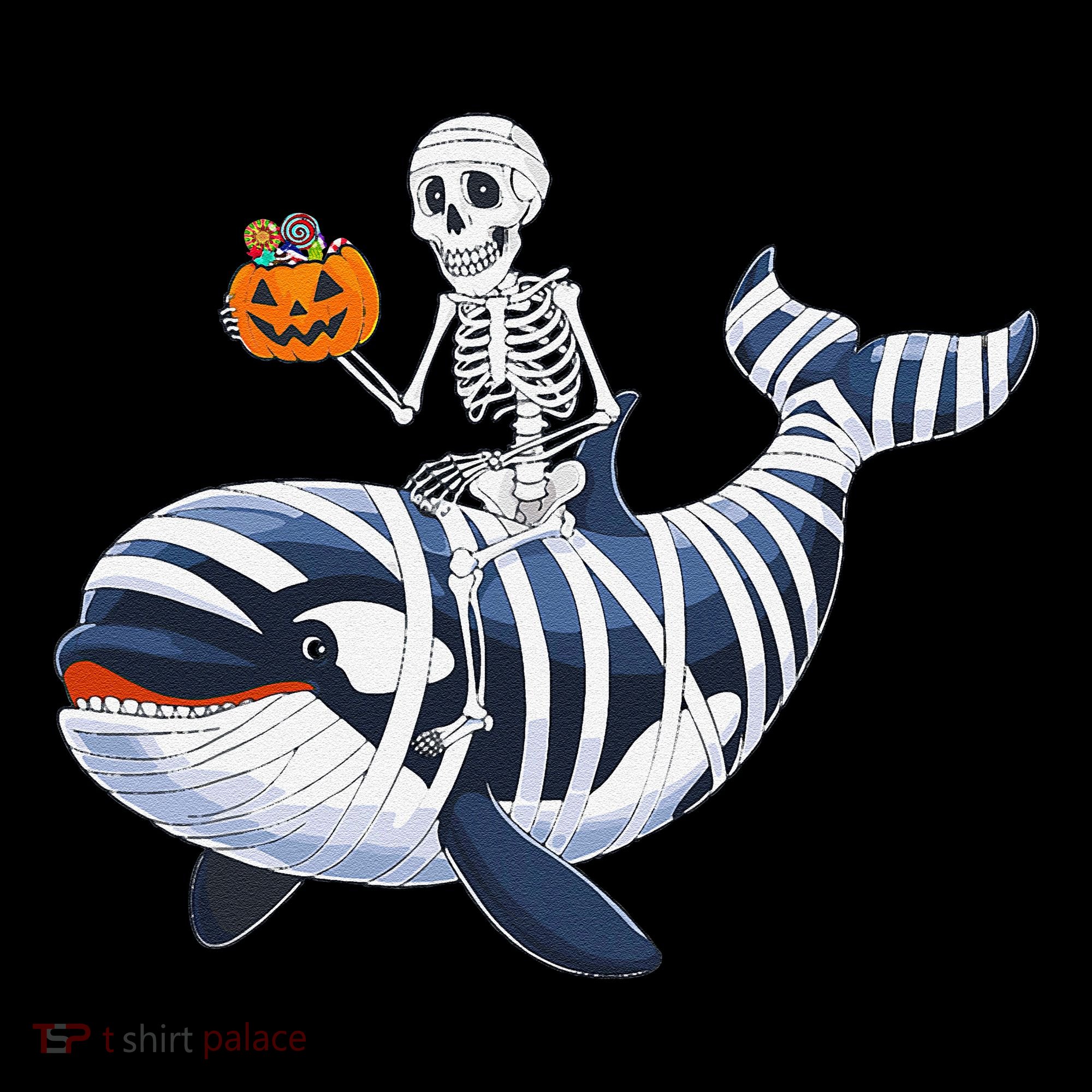 Skeleton Riding Mummy Orca Halloween Candy Whale Gift Coffee Mug
