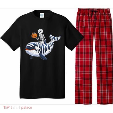 Skeleton Riding Mummy Orca Halloween Candy Whale Gift Pajama Set