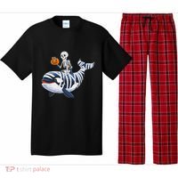 Skeleton Riding Mummy Orca Halloween Candy Whale Gift Pajama Set thumb 0