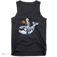 Skeleton Riding Mummy Orca Halloween Candy Whale Gift Tank Top thumb 0