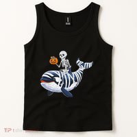 Skeleton Riding Mummy Orca Halloween Candy Whale Gift Tank Top thumb 2