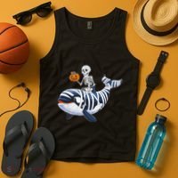 Skeleton Riding Mummy Orca Halloween Candy Whale Gift Tank Top thumb 4