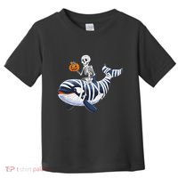 Skeleton Riding Mummy Orca Halloween Candy Whale Gift Toddler T-Shirt thumb 0