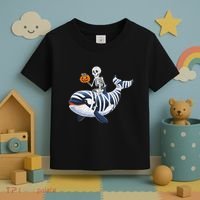 Skeleton Riding Mummy Orca Halloween Candy Whale Gift Toddler T-Shirt thumb 3