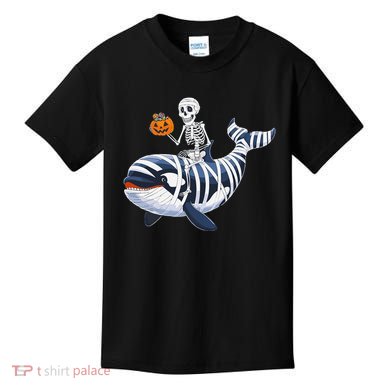 Skeleton Riding Mummy Orca Halloween Candy Whale Gift Kids T-Shirt
