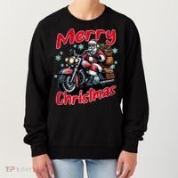 Santa Riding Motorcycle Merry Christmas Festive Xmas Holiday Gift Women's Sweatshirt thumb 0