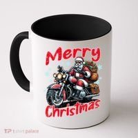 Santa Riding Motorcycle Merry Christmas Festive Xmas Holiday Gift Coffee Mug thumb 0