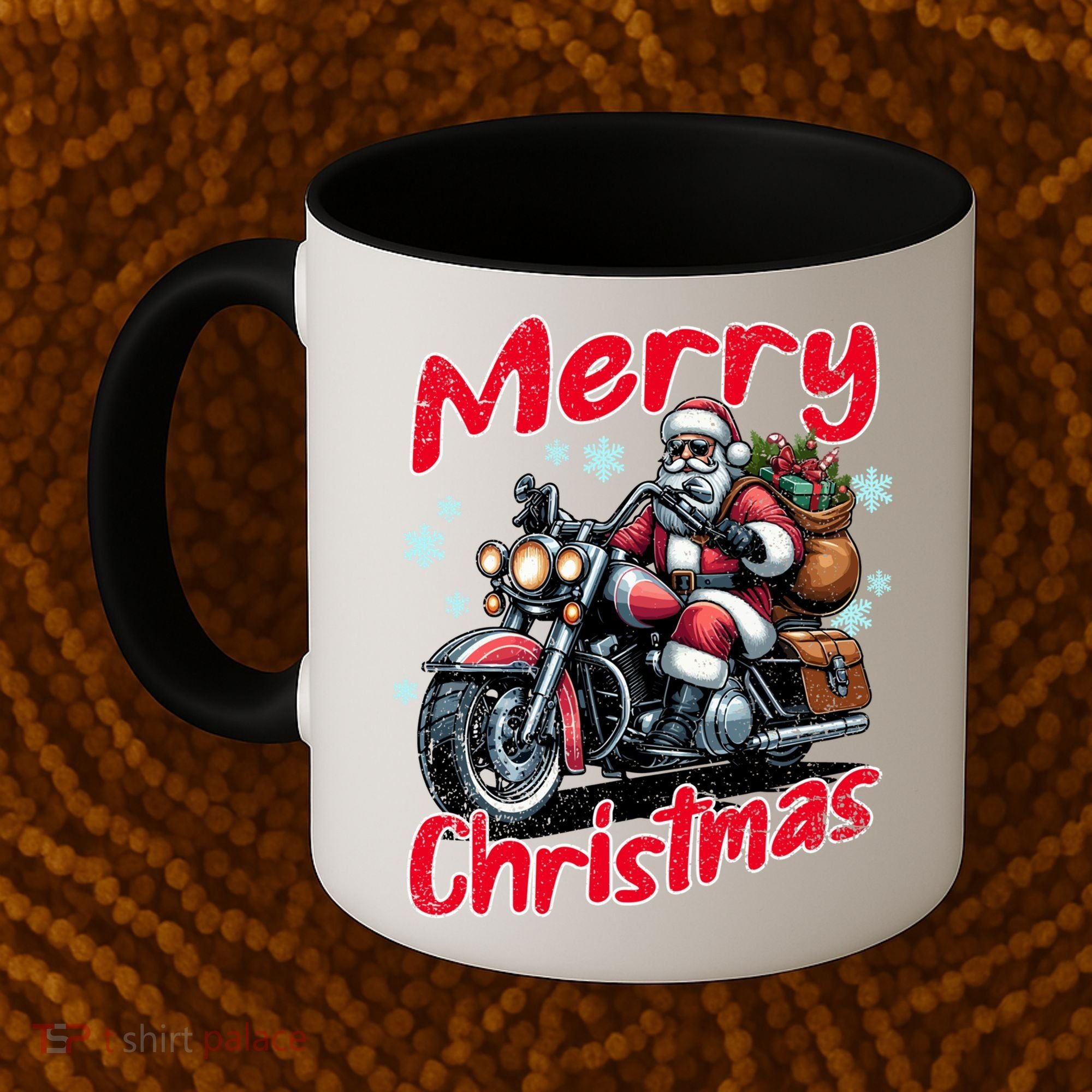Santa Riding Motorcycle Merry Christmas Festive Xmas Holiday Gift Coffee Mug