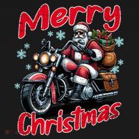 Santa Riding Motorcycle Merry Christmas Festive Xmas Holiday Gift Women's Hoodie thumb 2