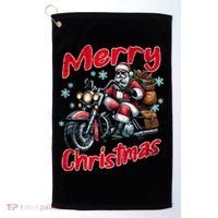 Santa Riding Motorcycle Merry Christmas Festive Xmas Holiday Gift Golf Towel thumb 0