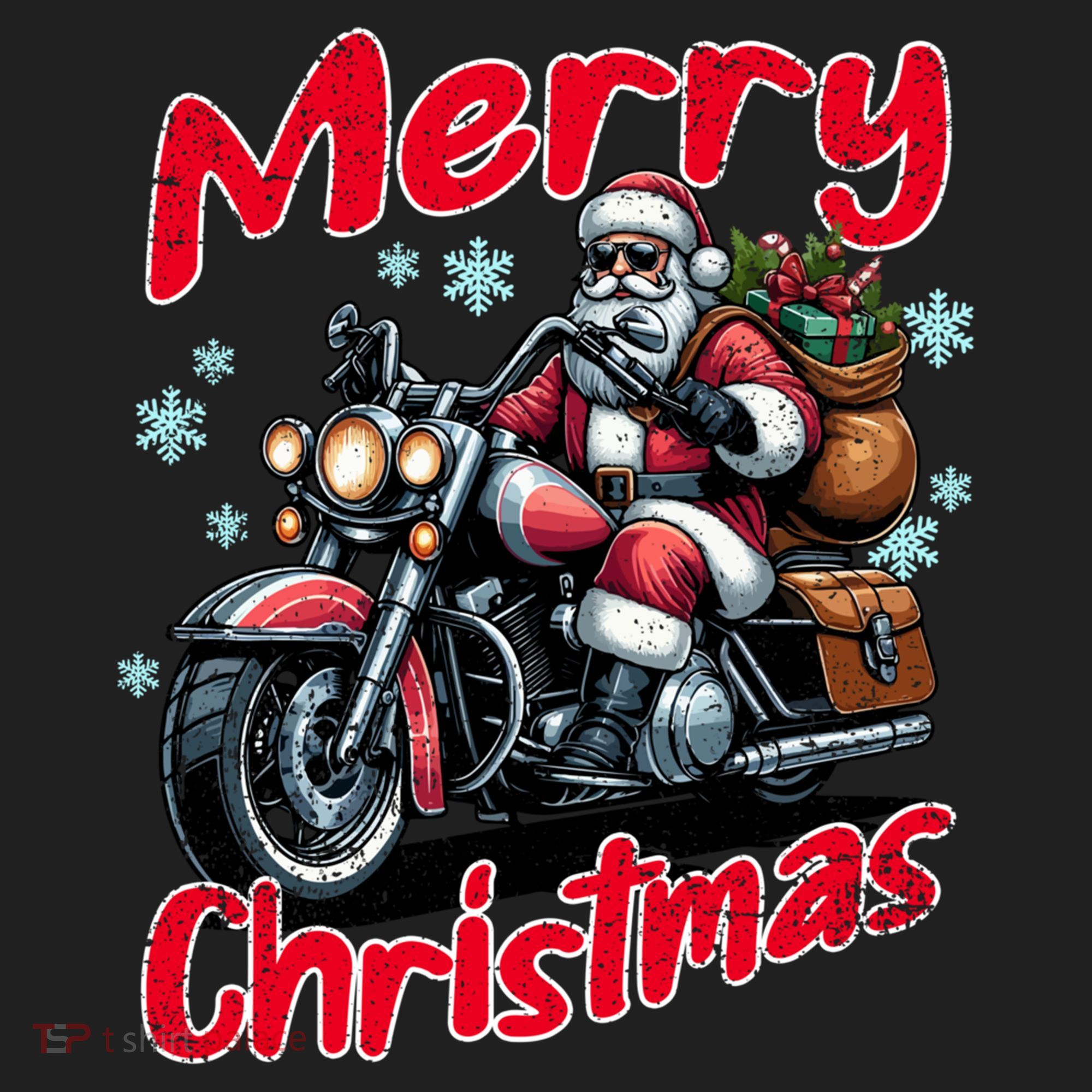Santa Riding Motorcycle Merry Christmas Festive Xmas Holiday Gift Golf Towel