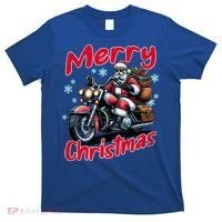 Santa Riding Motorcycle Merry Christmas Festive Xmas Holiday Gift T-Shirt thumb 0