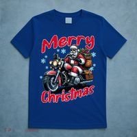 Santa Riding Motorcycle Merry Christmas Festive Xmas Holiday Gift T-Shirt thumb 5