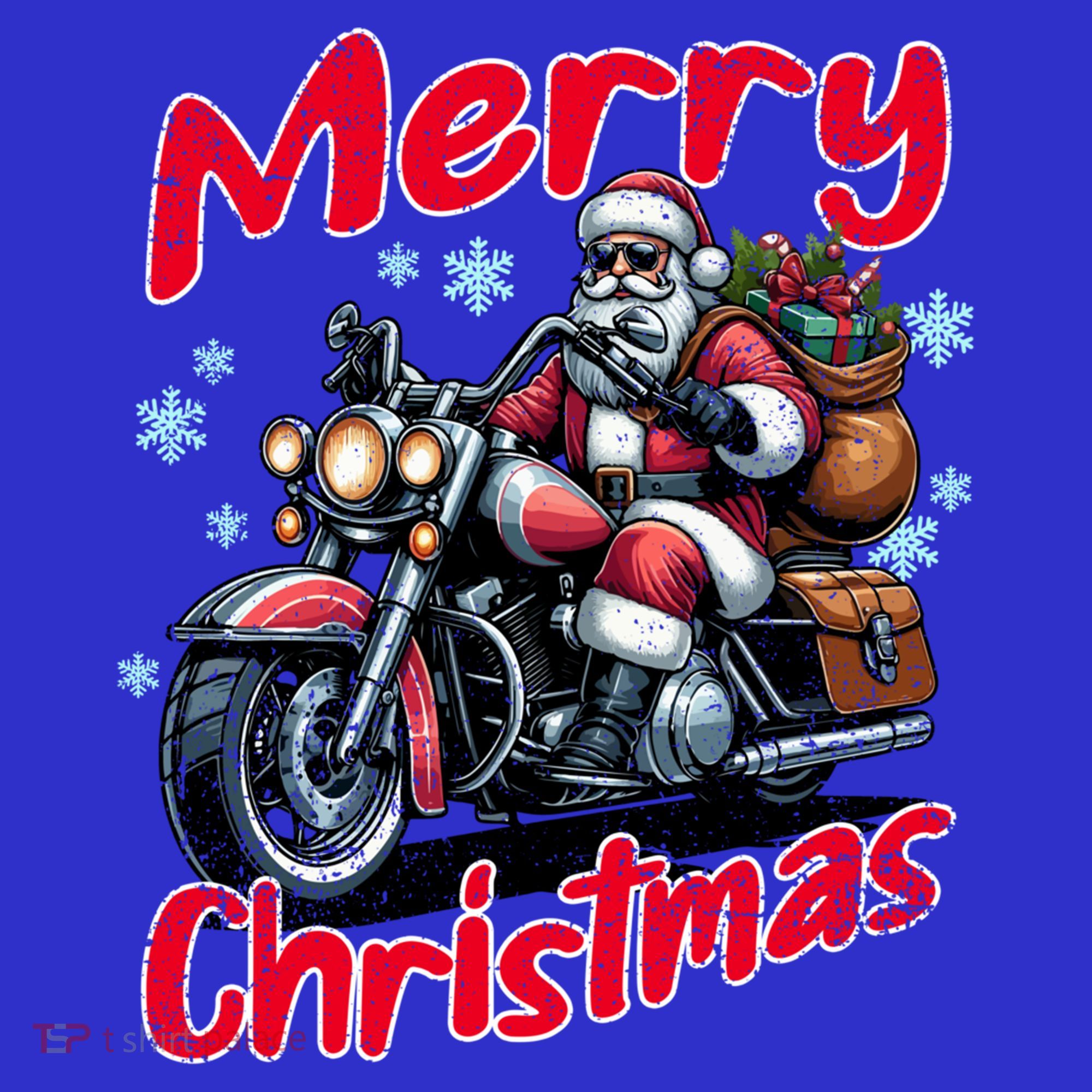 Santa Riding Motorcycle Merry Christmas Festive Xmas Holiday Gift Baby Bodysuit