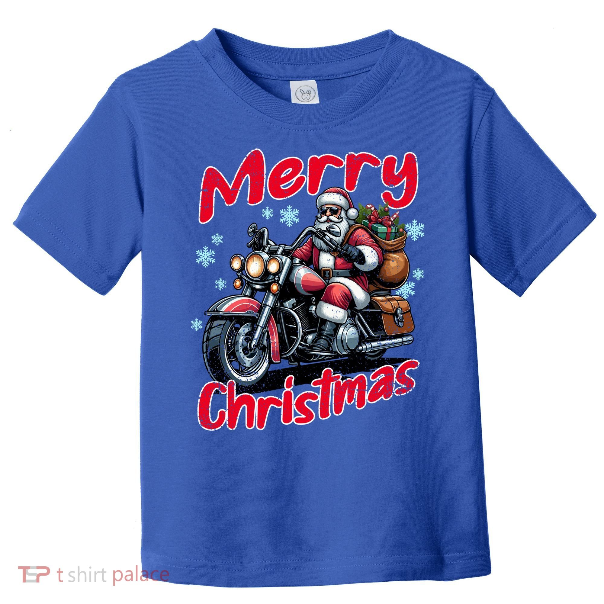 Santa Riding Motorcycle Merry Christmas Festive Xmas Holiday Gift Toddler T-Shirt