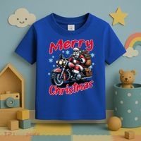 Santa Riding Motorcycle Merry Christmas Festive Xmas Holiday Gift Toddler T-Shirt thumb 3