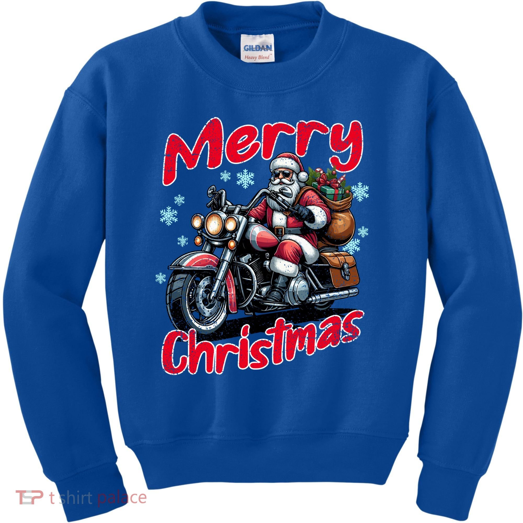 Santa Riding Motorcycle Merry Christmas Festive Xmas Holiday Gift Kids Sweatshirt
