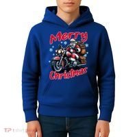 Santa Riding Motorcycle Merry Christmas Festive Xmas Holiday Gift Kids Hoodie thumb 4