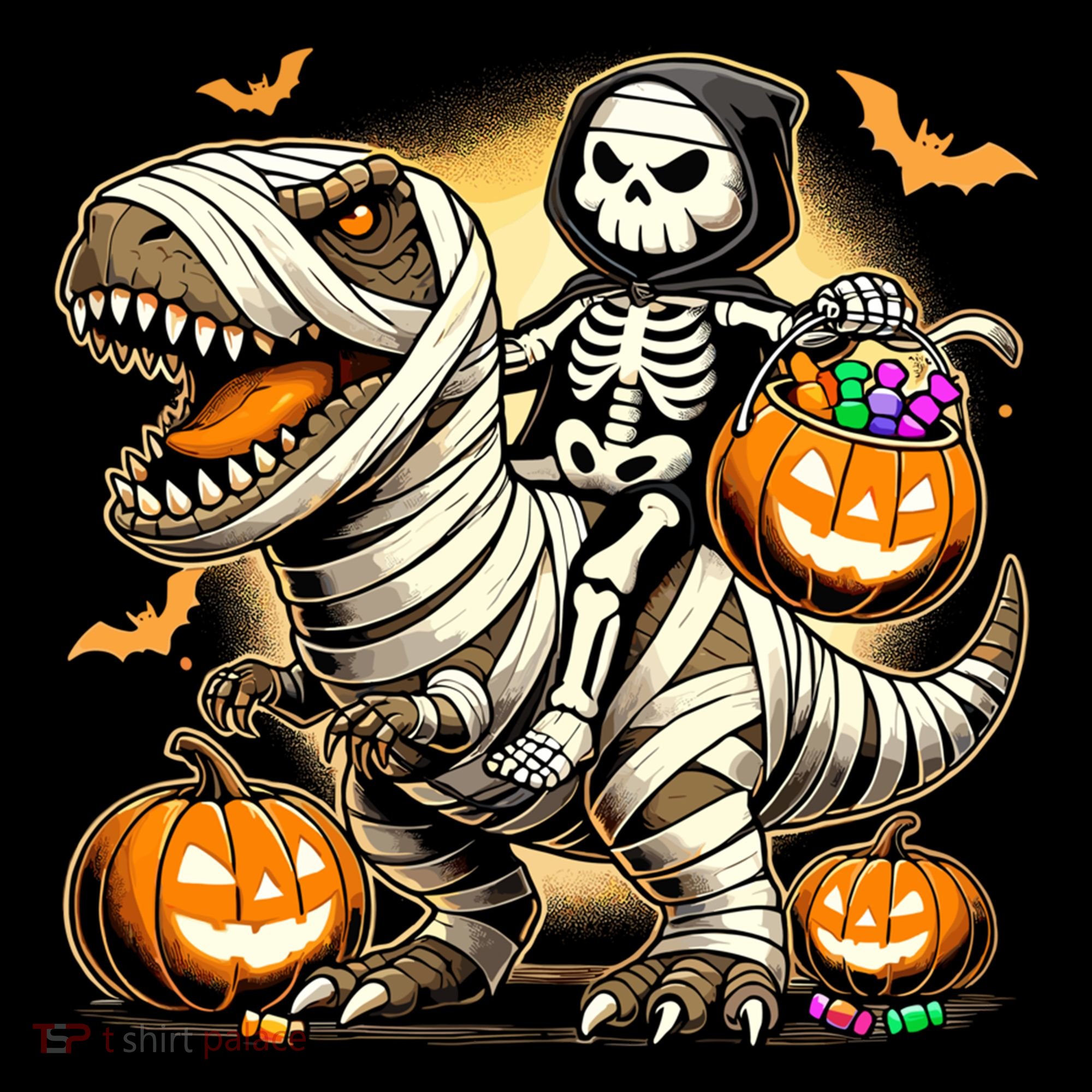 Skeleton Riding Mummy Dinosaur Halloween Pumpkin Cool Gift Coffee Mug