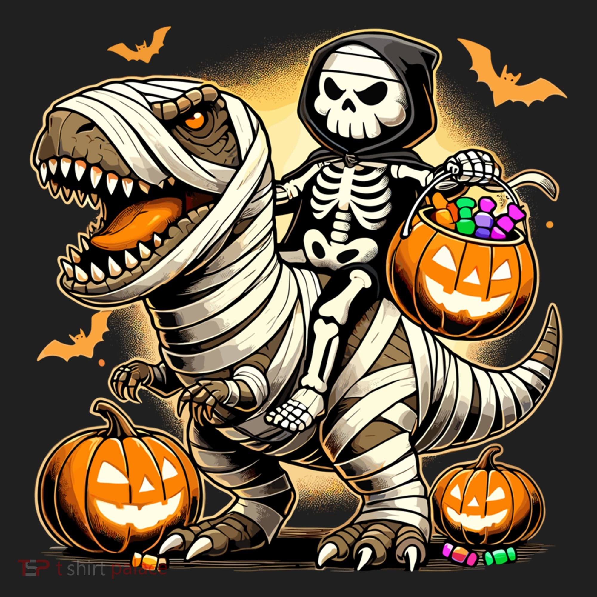 Skeleton Riding Mummy Dinosaur Halloween Pumpkin Cool Gift Beanie