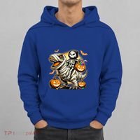 Skeleton Riding Mummy Dinosaur Halloween Pumpkin Cool Gift Hoodie thumb 0