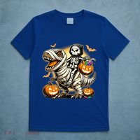 Skeleton Riding Mummy Dinosaur Halloween Pumpkin Cool Gift T-Shirt thumb 5