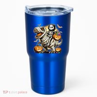 Skeleton Riding Mummy Dinosaur Halloween Pumpkin Cool Gift Tumbler thumb 0