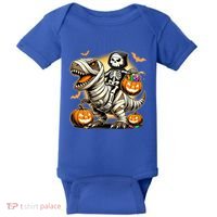 Skeleton Riding Mummy Dinosaur Halloween Pumpkin Cool Gift Baby Bodysuit thumb 0
