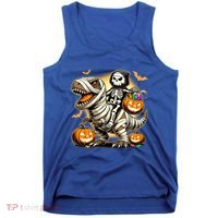 Skeleton Riding Mummy Dinosaur Halloween Pumpkin Cool Gift Tank Top thumb 0