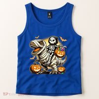 Skeleton Riding Mummy Dinosaur Halloween Pumpkin Cool Gift Tank Top thumb 2