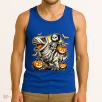 Skeleton Riding Mummy Dinosaur Halloween Pumpkin Cool Gift Tank Top thumb 3