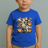 Skeleton Riding Mummy Dinosaur Halloween Pumpkin Cool Gift Toddler T-Shirt thumb 2