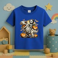 Skeleton Riding Mummy Dinosaur Halloween Pumpkin Cool Gift Toddler T-Shirt thumb 3