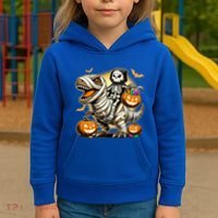 Skeleton Riding Mummy Dinosaur Halloween Pumpkin Cool Gift Kids Hoodie thumb 3