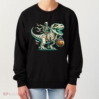 Skeleton Riding Mummy Dinosaur T Rex Halloween Funny Pumpkin Cute Gift Women's Sweatshirt thumb 0