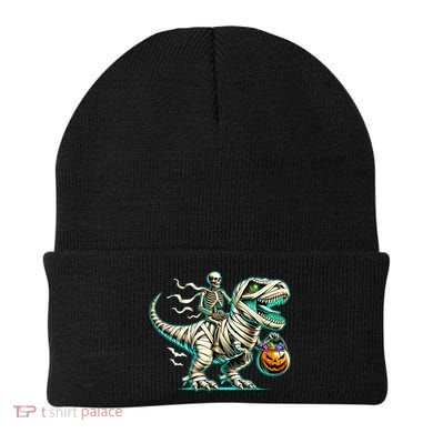 Skeleton Riding Mummy Dinosaur T Rex Halloween Funny Pumpkin Cute Gift Beanie