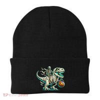 Skeleton Riding Mummy Dinosaur T Rex Halloween Funny Pumpkin Cute Gift Beanie thumb 0