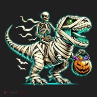 Skeleton Riding Mummy Dinosaur T Rex Halloween Funny Pumpkin Cute Gift Beanie thumb 2