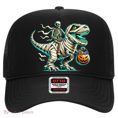 Skeleton Riding Mummy Dinosaur T Rex Halloween Funny Pumpkin Cute Gift Hat