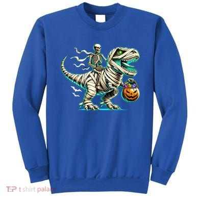 Skeleton Riding Mummy Dinosaur T Rex Halloween Funny Pumpkin Cute Gift Sweatshirt