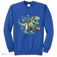 Skeleton Riding Mummy Dinosaur T Rex Halloween Funny Pumpkin Cute Gift Sweatshirt thumb 0