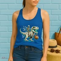 Skeleton Riding Mummy Dinosaur T Rex Halloween Funny Pumpkin Cute Gift Women's Tank Top thumb 2