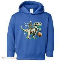 Skeleton Riding Mummy Dinosaur T Rex Halloween Funny Pumpkin Cute Gift Toddler Hoodie thumb 0