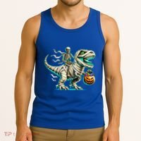 Skeleton Riding Mummy Dinosaur T Rex Halloween Funny Pumpkin Cute Gift Tank Top thumb 3